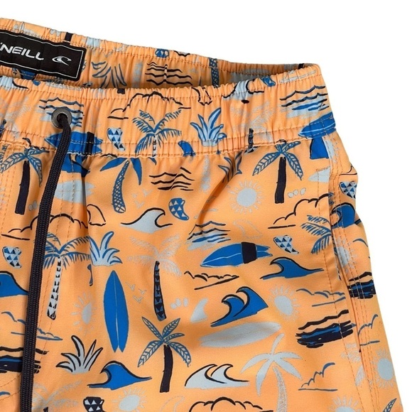 O'Neill Smash Up Volley Swim Trunks Mens Small Orange Allover Surf Graphic Print - Picture 3 of 11